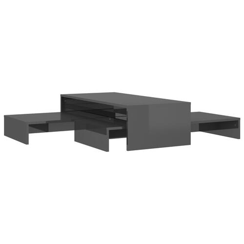 Indskudt sofabordssæt 100x100x26,5 cm grå højglans