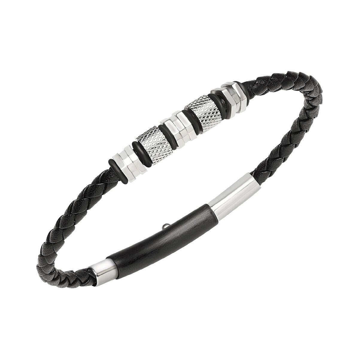 Breil armbånd til mænd TJ3374 - flettet sort med stål detaljer