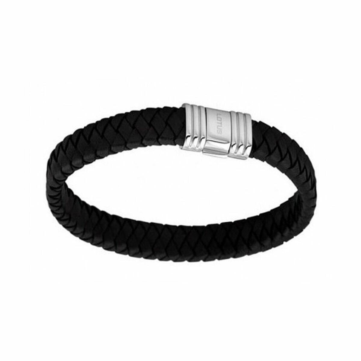 Lotus LS1518-2/2 armbånd til mænd - sort flettet med stållås