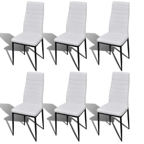Spisebordssæt med 6 stole og 1 glasbord hvid