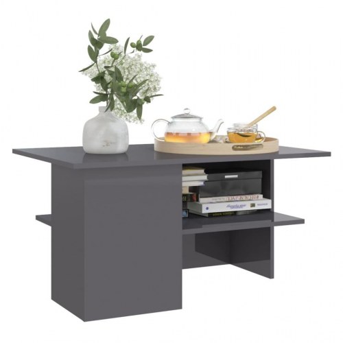 Sofabord 90x60x46,5 cm konstrueret træ grå højglans