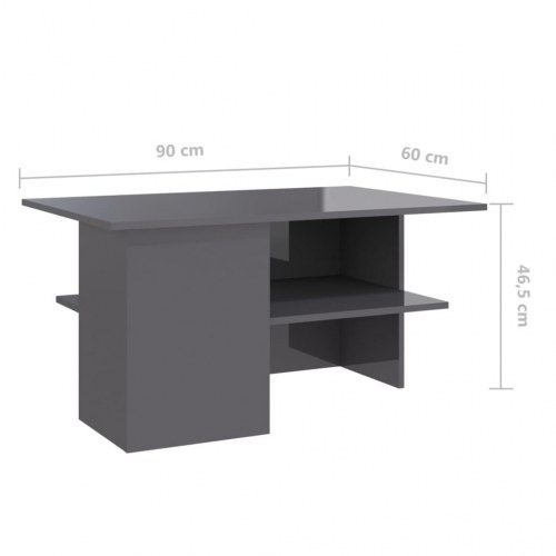 Sofabord 90x60x46,5 cm konstrueret træ grå højglans