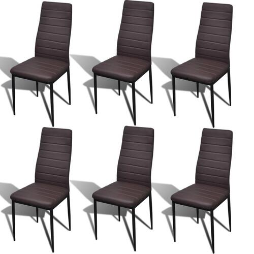 Spisebordssæt med 6 stole og 1 glasbord brun