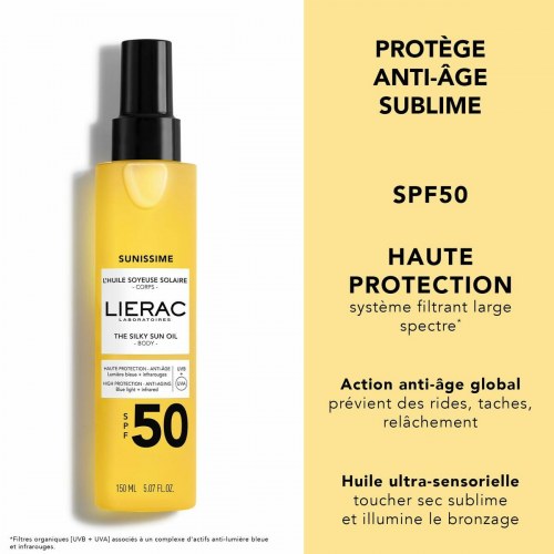 Solcreme olie SPF 50 - Lierac Sunissime, 150 ml