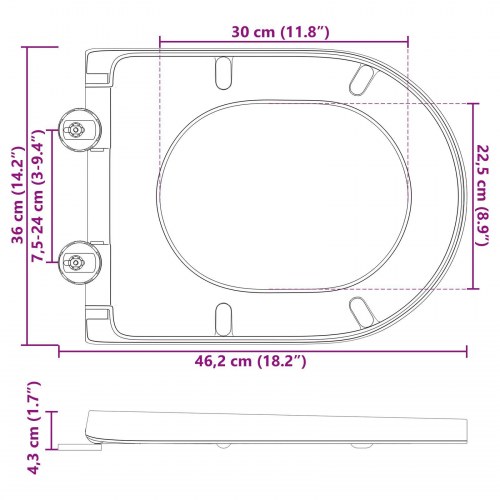 Hurtigmonterings Toiletsæde med Langsom Lukning Duroplast Hvid