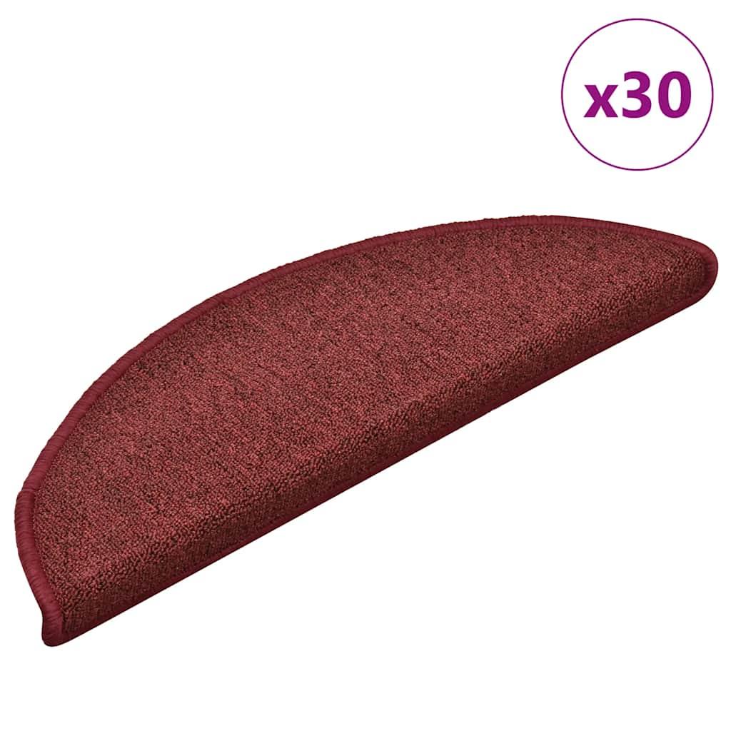 Trappemåtter 30 stk. 56x17x3 cm bordeaux halvrund
