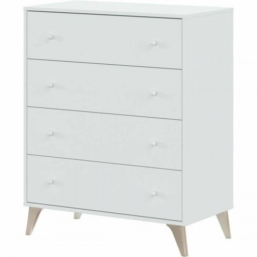 Kommode i hvid - 95 × 77,5 × 40 cm, 4 skuffer