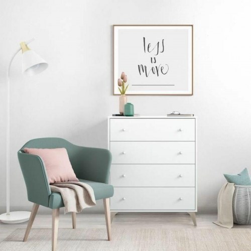 Kommode i hvid - 95 × 77,5 × 40 cm, 4 skuffer
