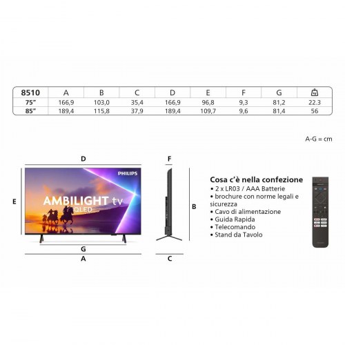 Smart TV Philips 75" 4K Ultra HD QLED Ambilight (75PUS8510/12)