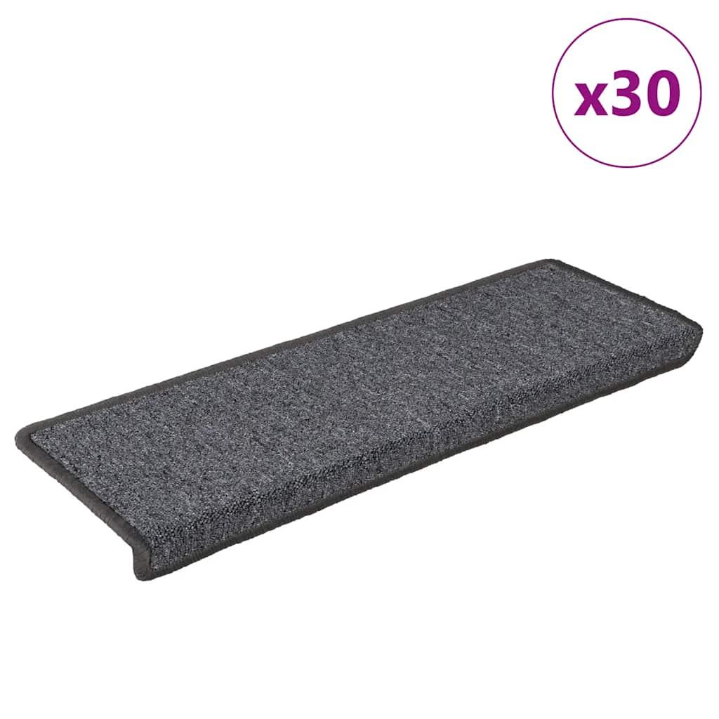 Trappemåtter 30 stk. 65x21x4 cm mørkegrå rektangulær kant