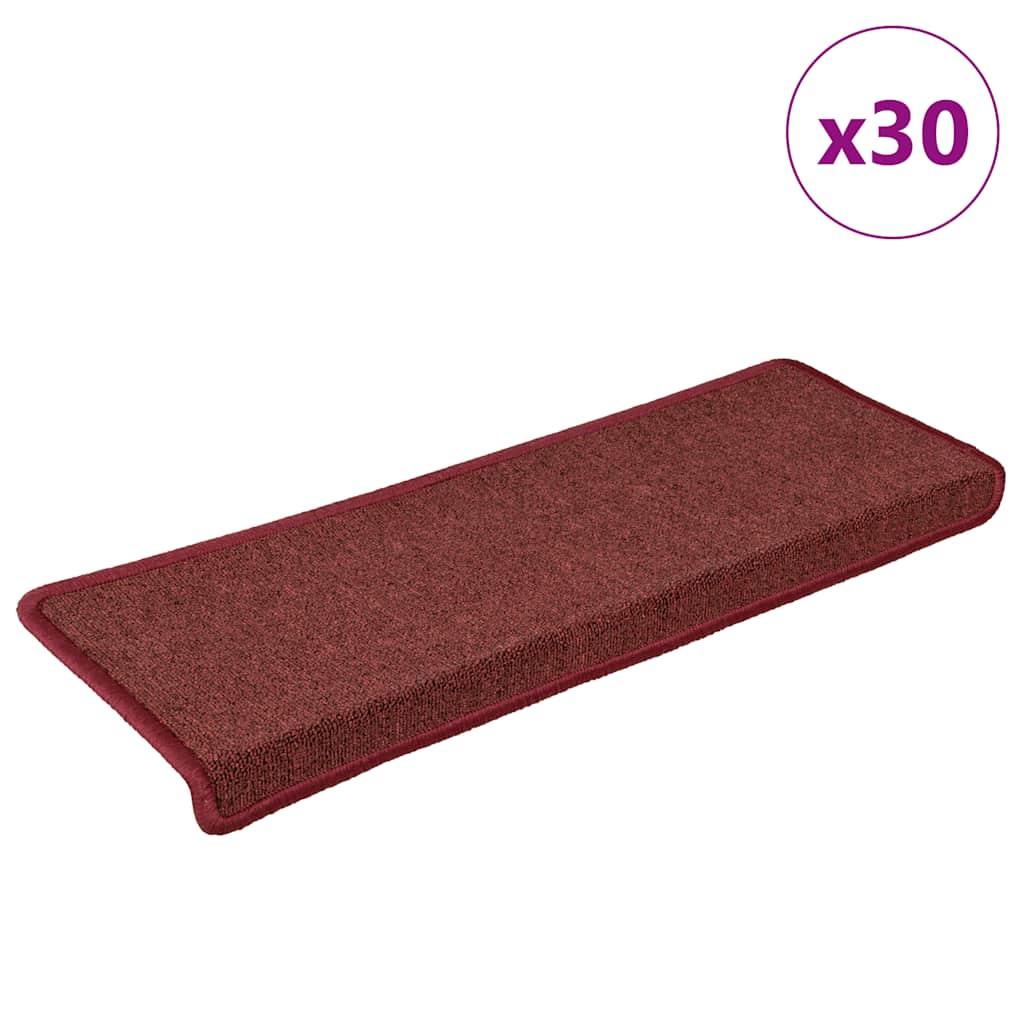 Trappemåtter 30 stk. 65x21x4 cm bordeaux rektangulær kant