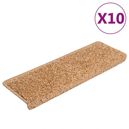Trappemåtter 10 stk. - 65 × 21 × 4 cm - beige, rektangulær kant