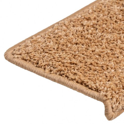 Trappemåtter 10 stk. - 65 × 21 × 4 cm - beige, rektangulær kant