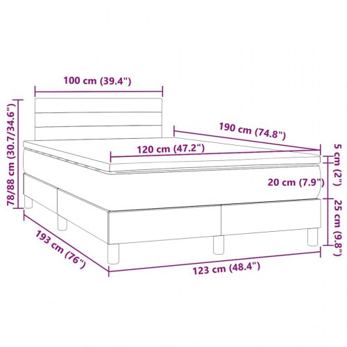 Kontinentalseng med LED-lys 120 x 190 cm - stof, blå