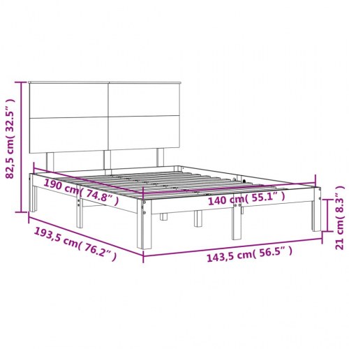 Sengeramme uden madras 140x190 cm massivt fyrretræ