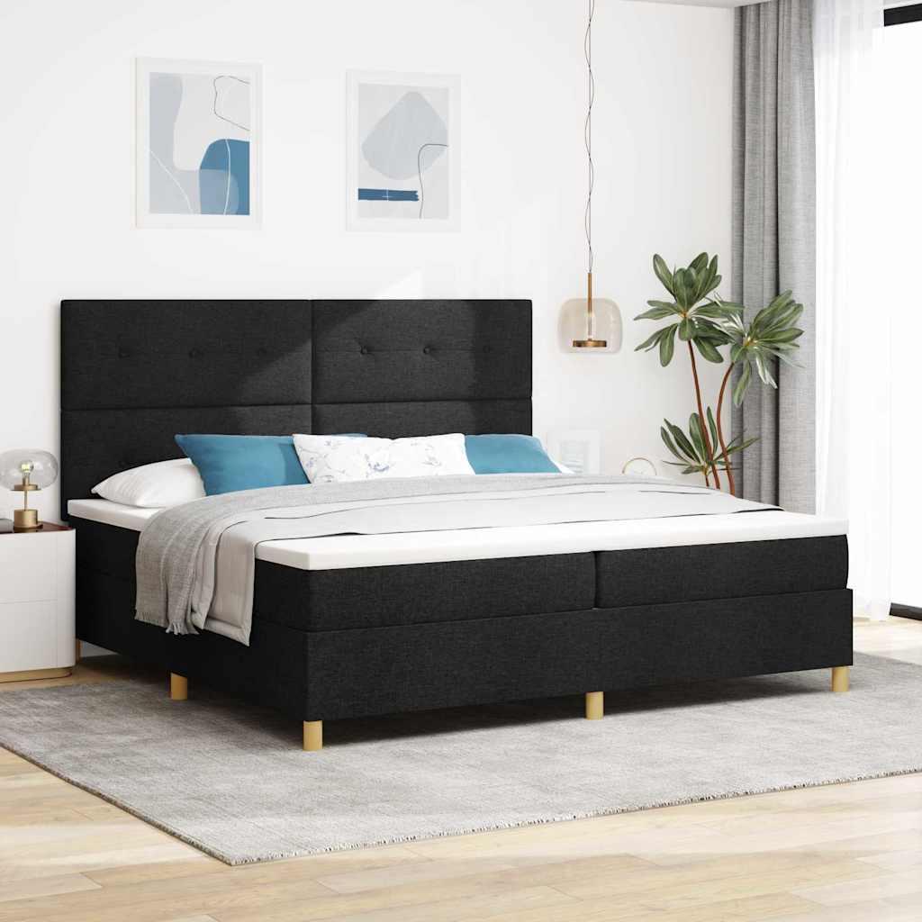 Kontinentalseng med madras 200 x 200 cm i sort stof