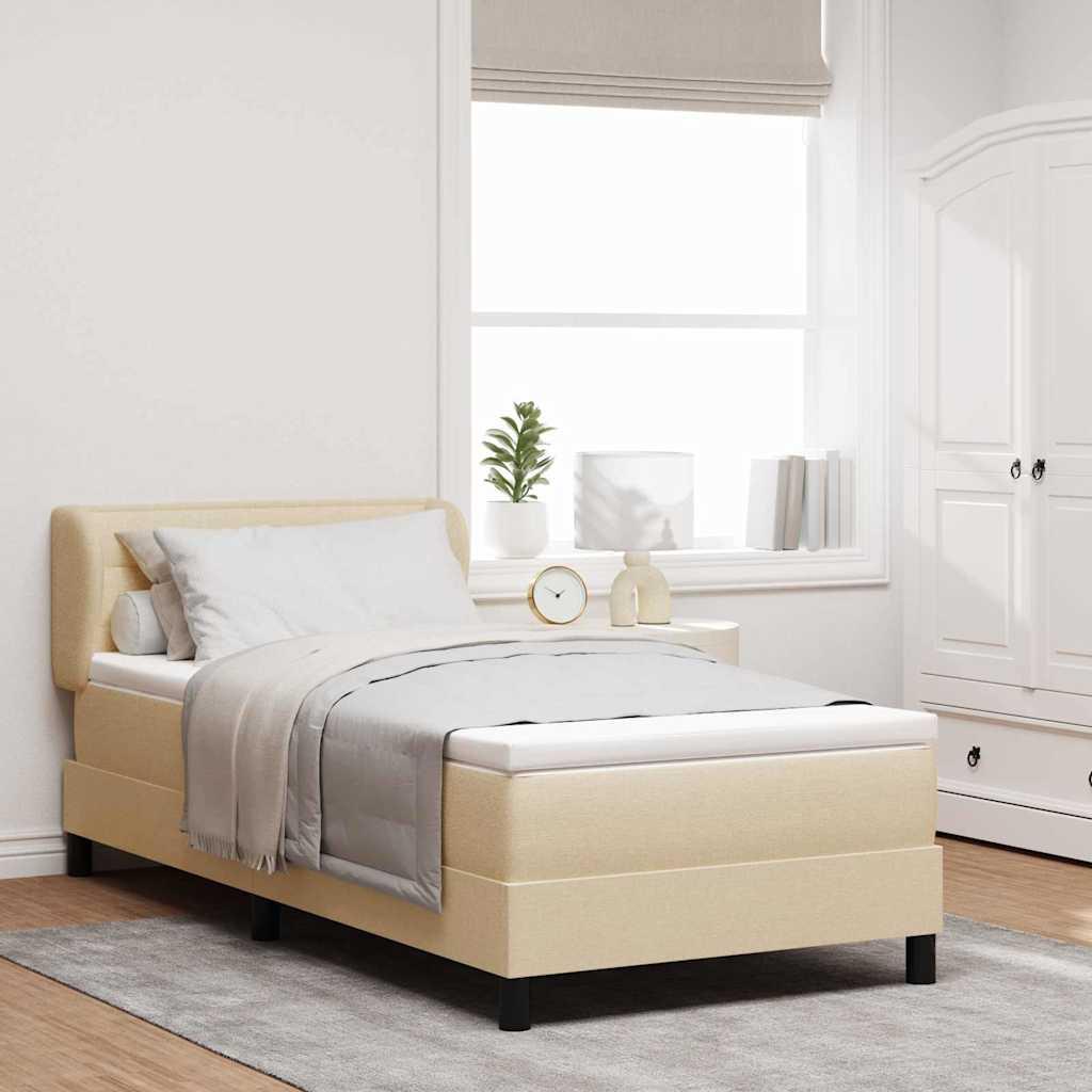 Kontinentalseng med madras Creme 90 x 190 cm Stof