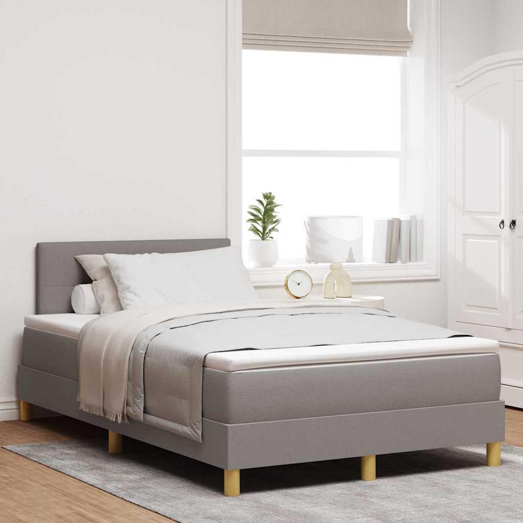 vidaXL LED Box Spring Bed med hovedgærde Gråbrun 120 x 190 cm Stof