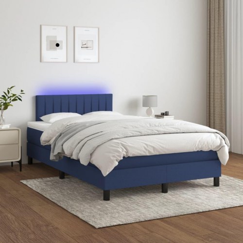 Kontinentalseng med LED-lys 120 × 190 cm - stof, blå
