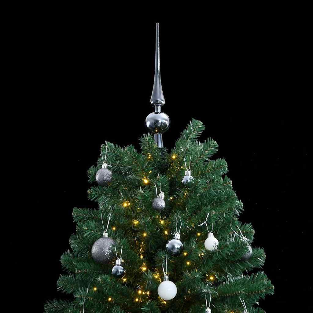 Kunstigt juletræ 300 LED'er og kuglesæt hængslet 240 cm