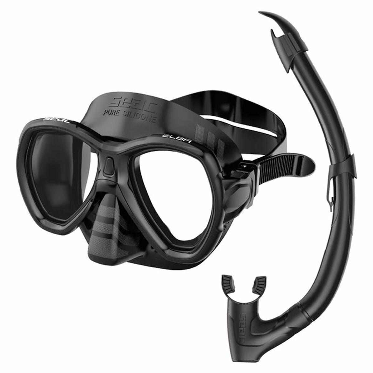 Dykkermaske og snorkel Seac Set Bis Elba - sort, unisex, onesize