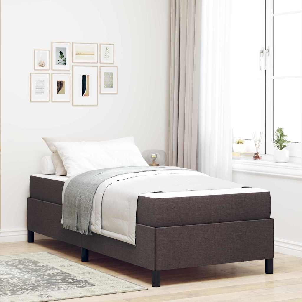 Kontinentalseng med madras Mørk Brun 90 x 190 cm Stof