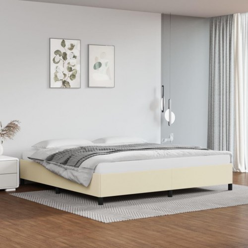 Sengeramme 200×200 cm i kunstlæder - cremefarvet