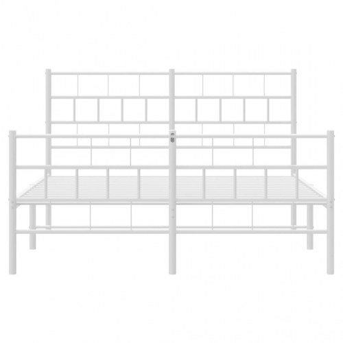 Sengeramme i metal 160 x 200 cm med sengegavl og fodgærde - hvid