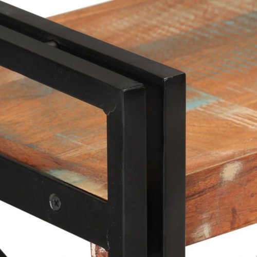 Bogreol med 3 hylder 77×30×80 cm i massivt genbrugstræ og jern