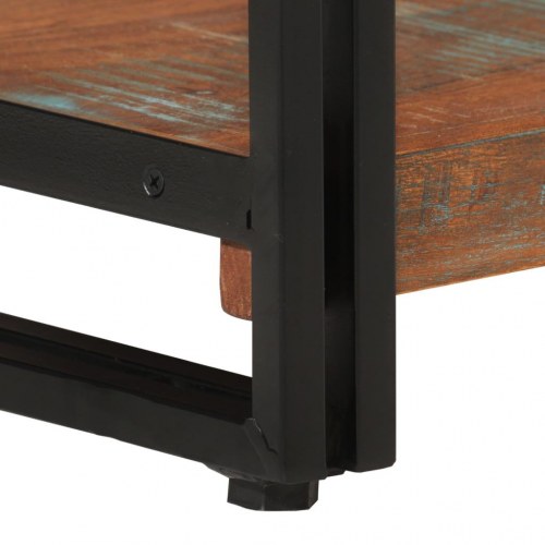 Bogreol med 3 hylder 77×30×80 cm i massivt genbrugstræ og jern