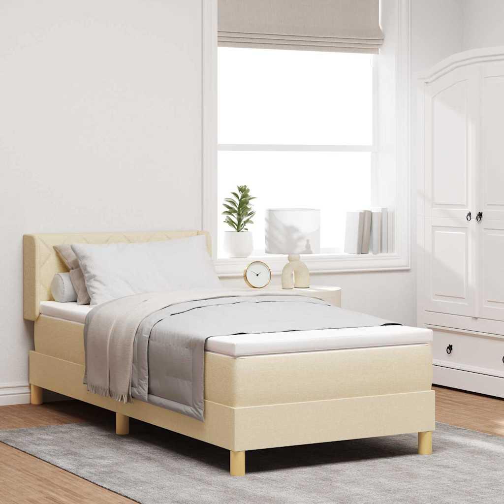 Kontinentalseng med madras Creme 190 x 90 cm Polyester