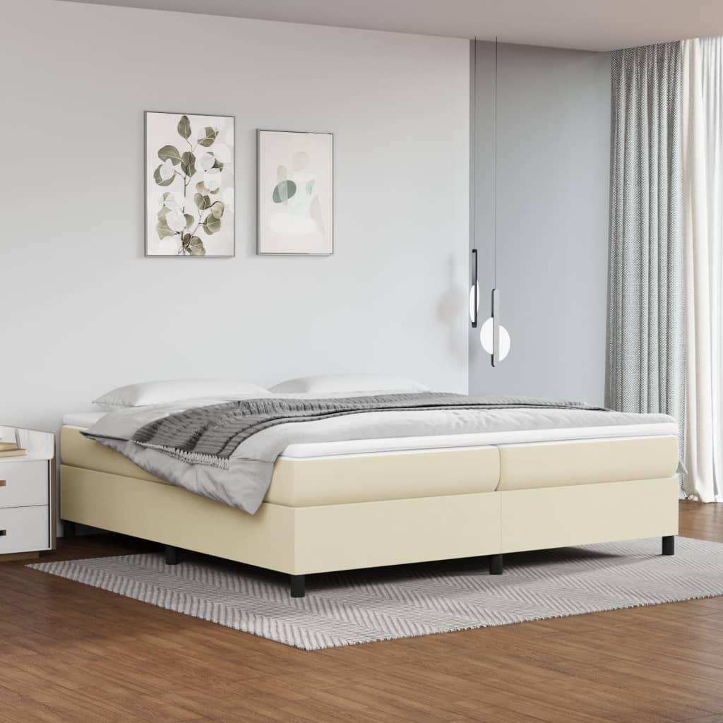 Boxspring sengeramme 200×200 cm i kunstlæder - creme