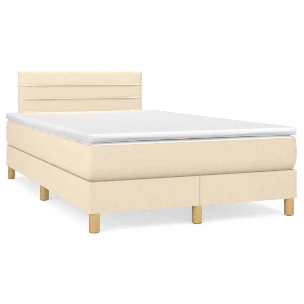 Kontinentalseng med madras 120x190 cm - stof, cremefarvet