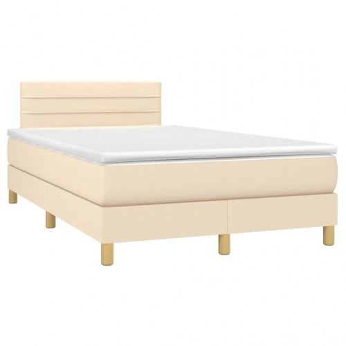 Kontinentalseng med madras 120x190 cm - stof, cremefarvet