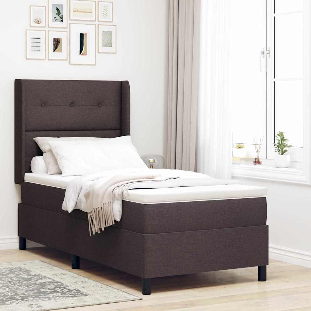 Box spring seng med madras Mørk Brun 190 x 90 cm Stof