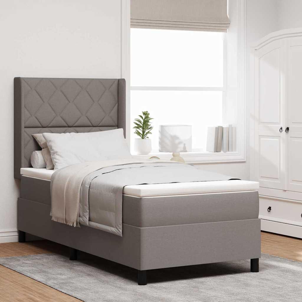 vidaXL LED Box Spring Bed med hovedgærde Gråbrun 100 x 200 cm Stof