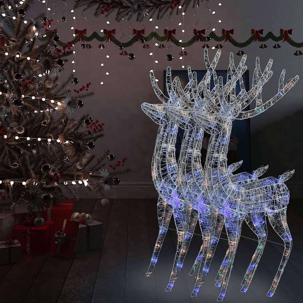 Julerensdyr 3 stk. 180 cm 250 LED'er akryl flerfarvet lys