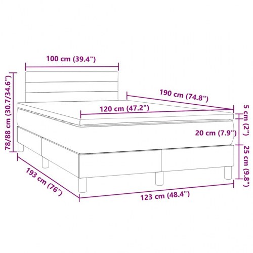 Kontinentalseng med LED-lys 120×190 cm - stof, cremefarvet