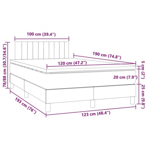 Kontinentalseng med LED-lys 120x190 cm - stof, cremefarvet