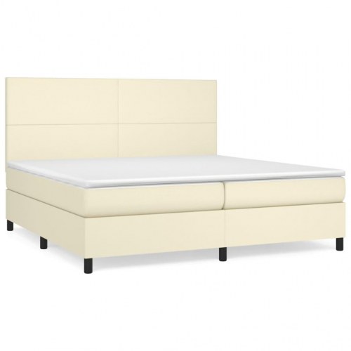 Kontinentalseng 200×200 cm med madras - kunstlæder, creme