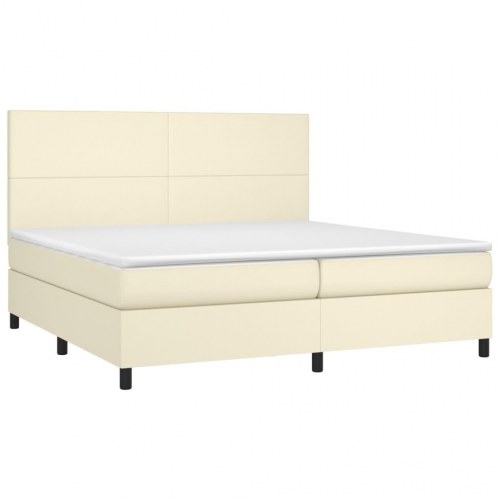 Kontinentalseng 200×200 cm med madras - kunstlæder, creme