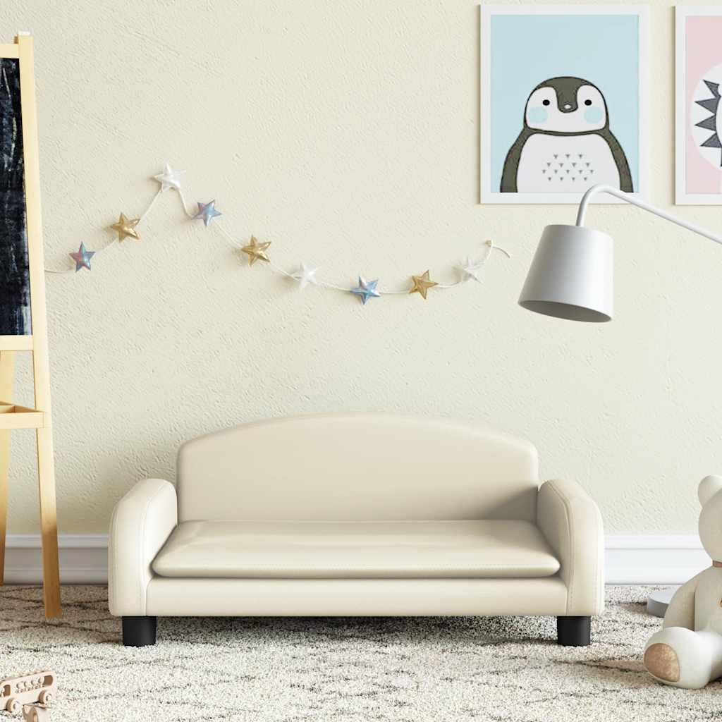 Sofa til bÃ¸rn 70x45x30 cm kunstlÃ¦der cremefarvet