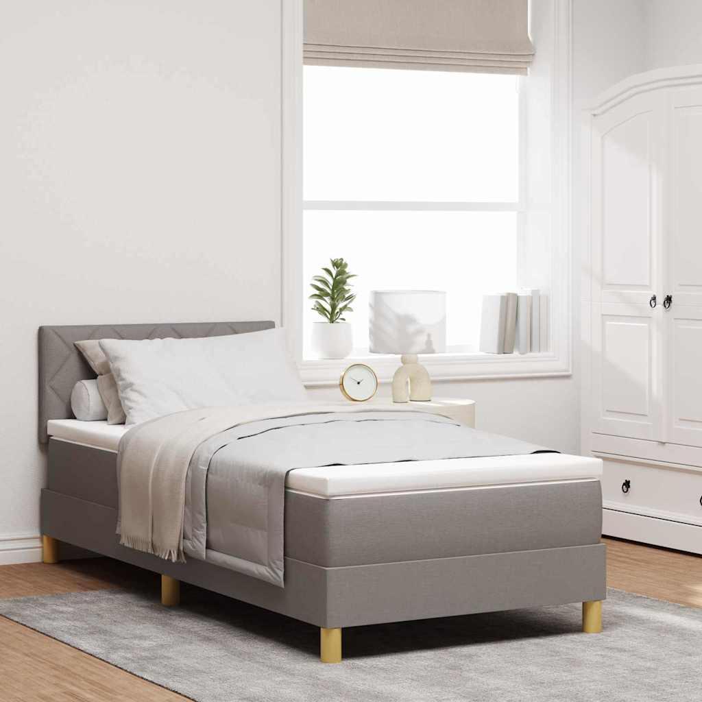 LED Box Spring Bed med madras med LED Gråbrun 100 x 200 cm Stof