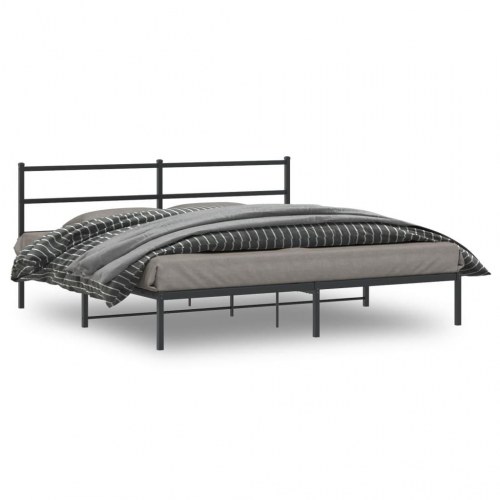 Sengeramme med sengegavl 200x200 cm metal sort
