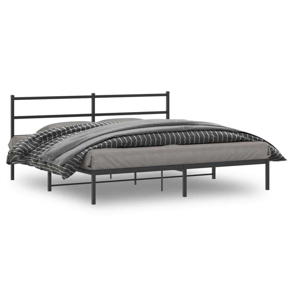 Sengeramme med sengegavl 200x200 cm metal sort