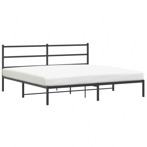 Sengeramme med sengegavl 200x200 cm metal sort