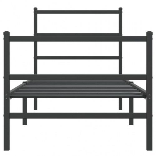 Sengeramme med sengegavl og fodgærde 75x190 cm metal sort