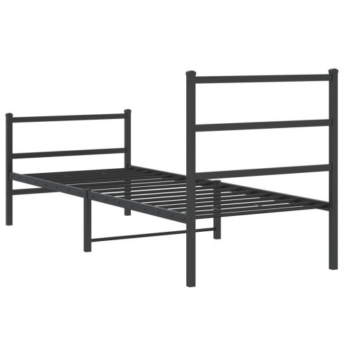 Sengeramme med sengegavl og fodgærde 75x190 cm metal sort