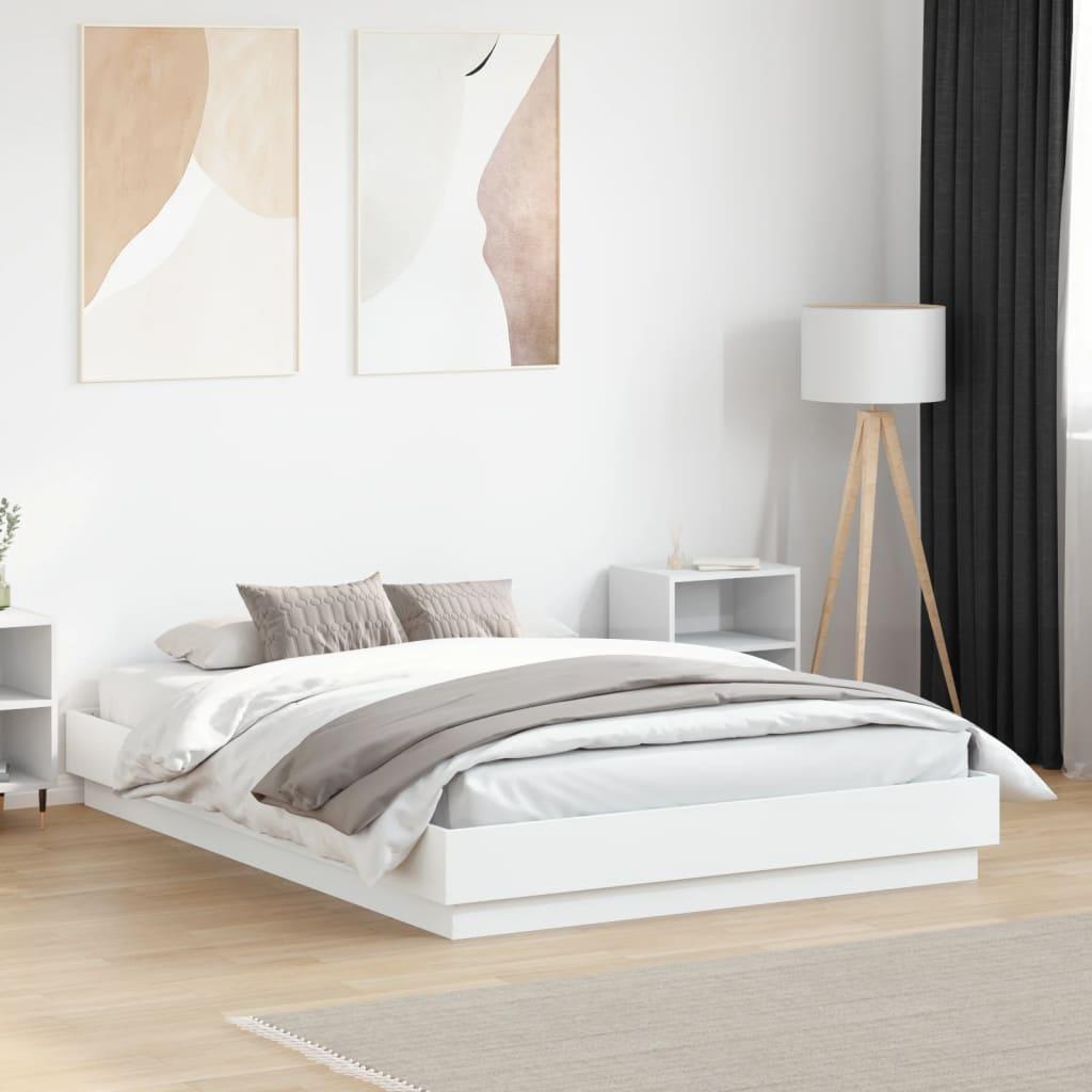 Sengestel 140x190 cm konstrueret træ hvid