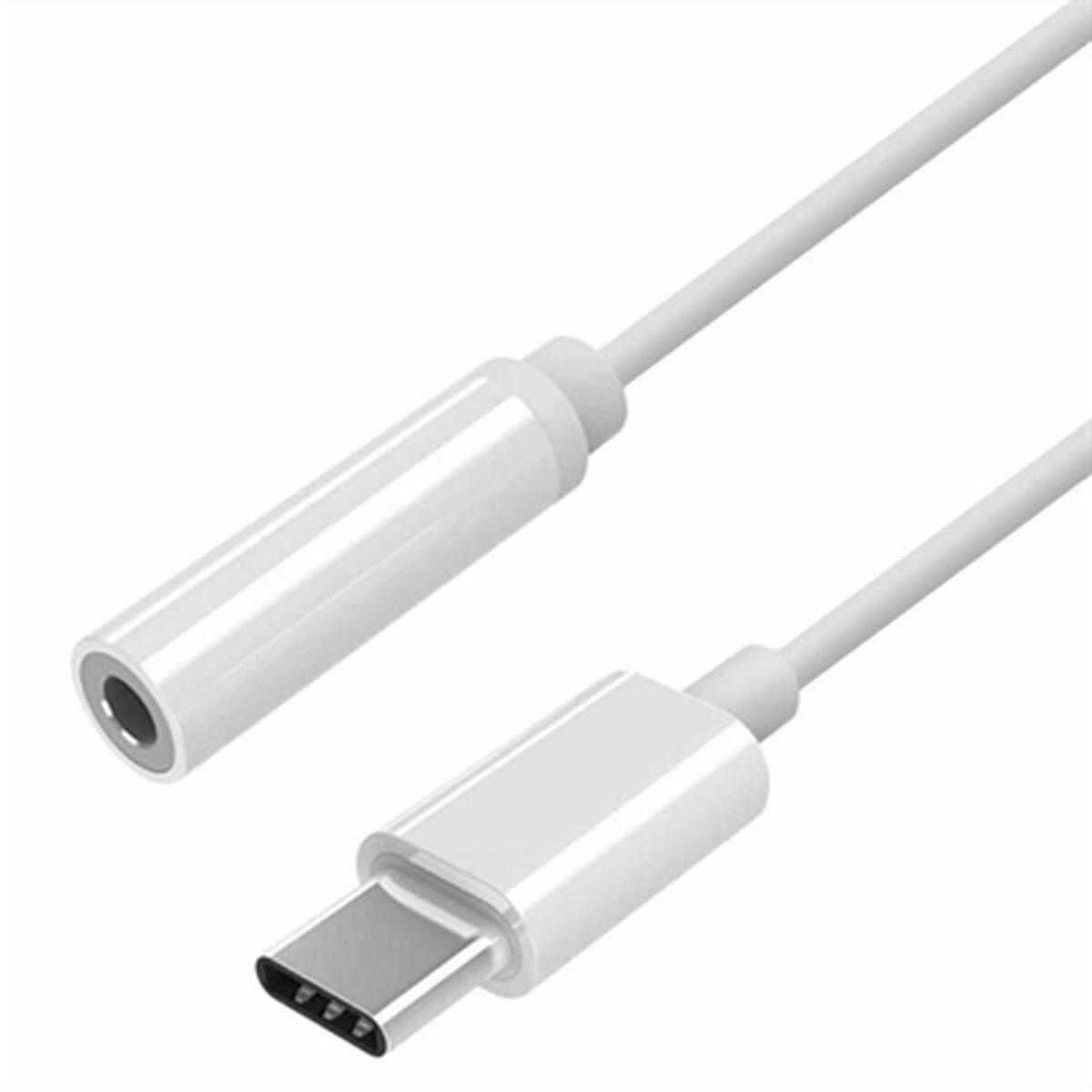 USB-C adapter til jack 3,5 mm - Aisens A109-0384, hvid, 15 cm